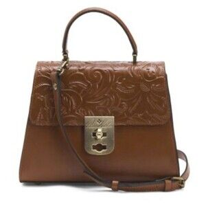 NWT PATRICIA NASH Chauny Rose Tooled Leather Satchel Bag Tan